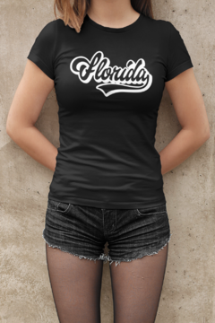 Camiseta Baby Look Florida City Feminina Preto na internet