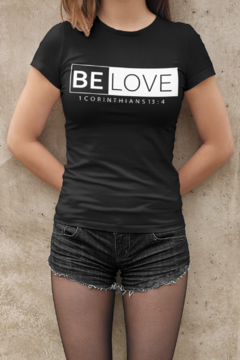 Camiseta Baby Look Be Love Seja Amor Gospel Feminina Preto na internet