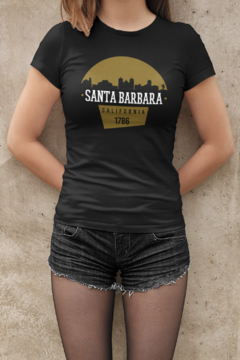 Camiseta Baby Look Santa Barbara California City Feminina Preto na internet