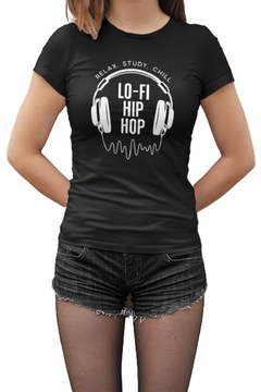Camiseta Baby Look Lo-FI Hip Hop Feminino Preto - comprar online