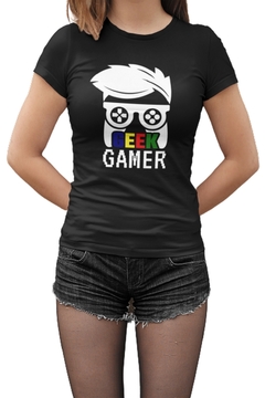 Camiseta Baby Look Geek Gamer Feminino Preto - comprar online