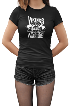 Camiseta Baby Look Vikings Warriors Feminino Preto - comprar online