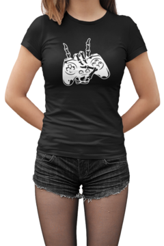 Camiseta Baby Look Caveira Gamer Feminino Preto - comprar online