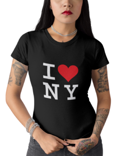 Camiseta Baby Look Eu Amo Nova York Feminina Preto - comprar online