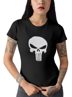 Camiseta Baby Look O Justiceiro Caveira feminino preto na internet