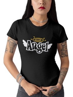 Camiseta Baby Look Angel Anjo Feminino Preto - comprar online