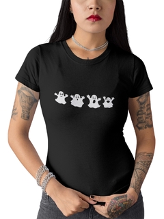 Camiseta Baby Look Fantasmas Halloween Feminino Preto - comprar online