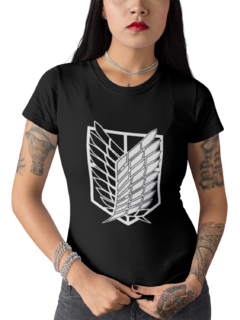 Camiseta Baby Look Attack on Titan Anime Feminina Preto - comprar online