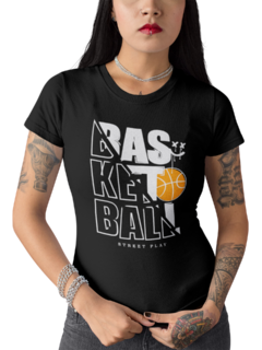 Camiseta Baby look Basquete Street Play Feminina Preto - comprar online