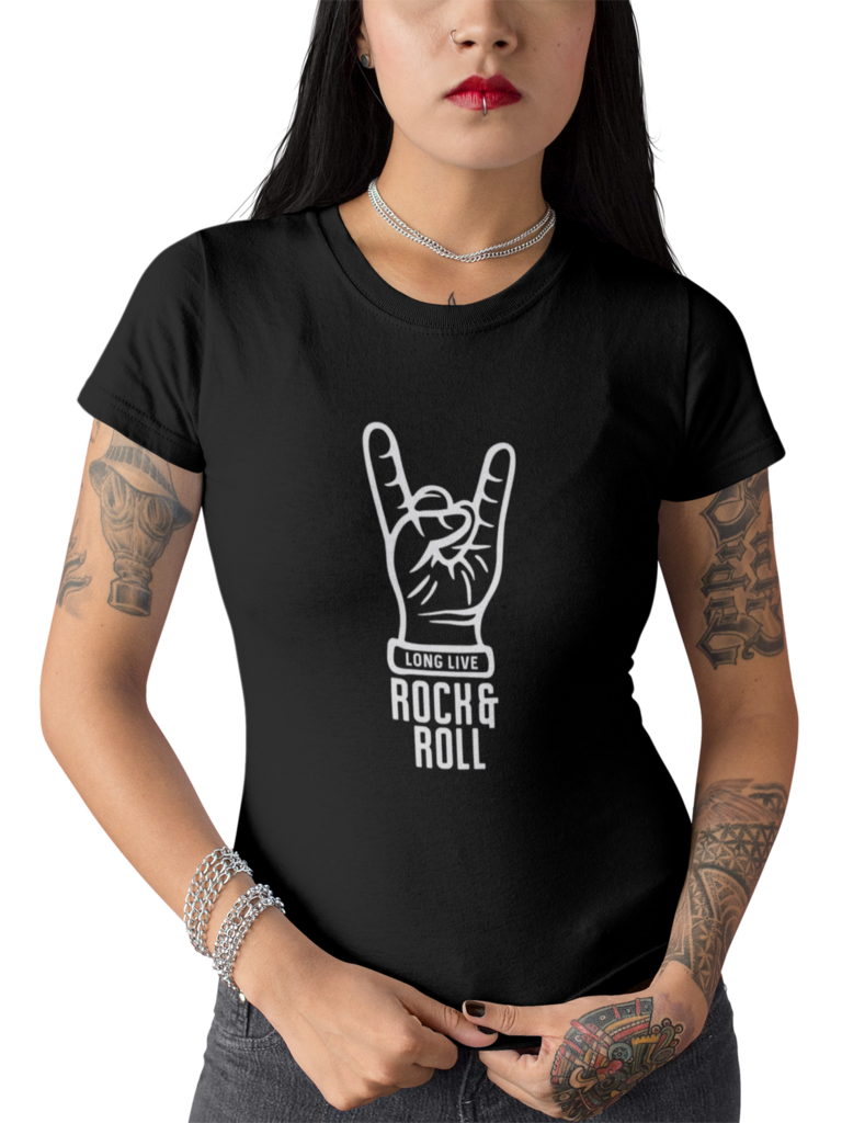 Camiseta Camisa Rock n Roll Long Live Feminina Preto