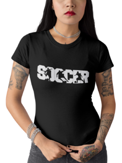 Camiseta Baby Look Soccer Futebol Feminina Preto - comprar online