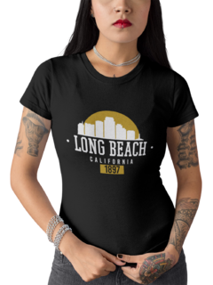 Camiseta Baby Look Long Beach California City Feminina Preto - comprar online
