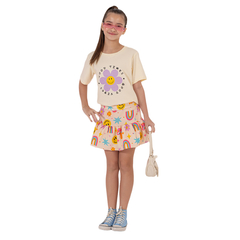 Conjunto infantil T-shirt + saia balone floral primavera - Flor e Liz Boutique