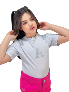 Conjunto infantil juvenil Boiadeira Ana Castela blusa + saia jeans - Flor e Liz Boutique