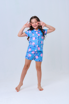 Pijama infantil americano Lilo e Stitch azul