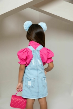 Jardineira jeans infantil Lilo e Stitch na internet