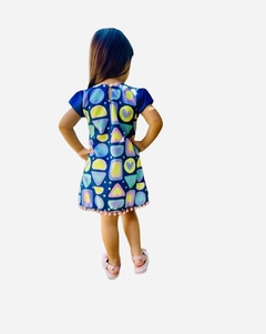 Vestido infantil estampa neon Brilham na luz neon na internet