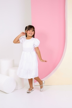 Vestido Boneca juvenil Branco - Flor e Liz Boutique