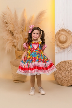 Vestido infantil festa junina luxo manguinha princesa