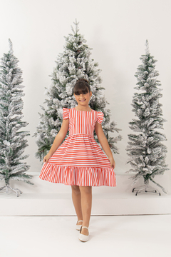 Vestido listras vermelho listrado Natal - loja online