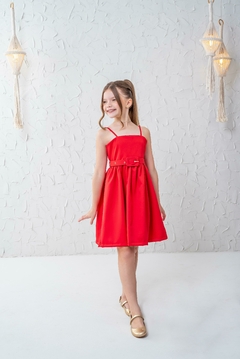 Vestido + cinto vermelho luxo Natal - Flor e Liz Boutique