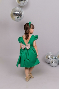 Vestido Luxo infantil verde musgo com dourado Natal - comprar online