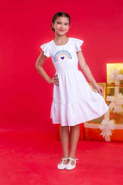 Imagem do Vestido infantil arco-íris branco ano novo