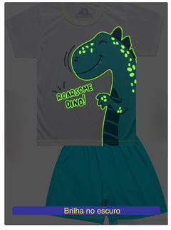 Pijama infantil brilha no escuro Dinossauro