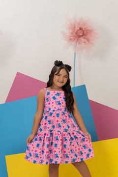 Vestido infantil Lilo e Stitch Rosa - Flor e Liz Boutique