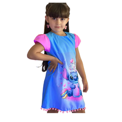 Vestido infantil Lilo e Stitch neon brilha na luz negra - loja online