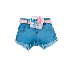 Short jeans + cinto com pochete lilo e stitch