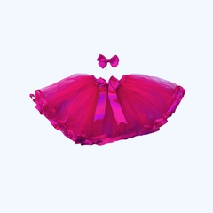 Saia tule tutu + laço de cabelo rosa pink barbie