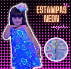 Vestido infantil estampa neon Brilham na luz neon - comprar online