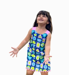 Vestido infantil estampa neon Brilham na luz neon - Flor e Liz Boutique
