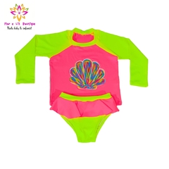 Conjunto camisa UV + calcinha neon na internet