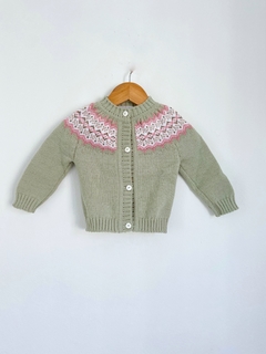 Cardigan cedron con rosa