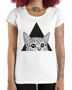 Camiseta Feminina Gato Curioso