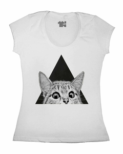Camiseta Feminina Gato Curioso na internet
