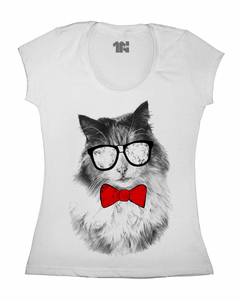 Camiseta Feminina Gato de Óculos na internet