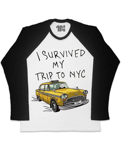 Camiseta Raglan Manga Longa I Survived My Trip To NY