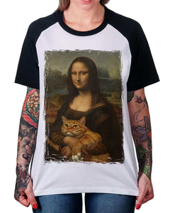 Camiseta Raglan Mona Alisa Gatos na internet