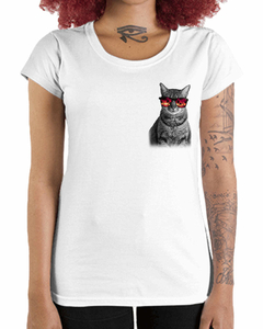 Camiseta Feminina Gato do Verão de Bolso