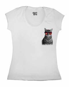 Camiseta Feminina Gato do Verão de Bolso na internet