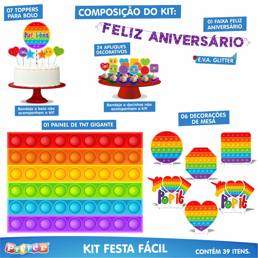 Topo de Bolo Pop It Pra Festa de Aniversário Infantil