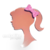 Aplique Topo de Bolo Espelhado Rosto Boneca Acrílico Rosé da Barbie Com Laço Rosa e Glitter Para Decoração de Bolo10cm