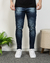 Calça Slim Fit Jeans Destroyed Escura na internet