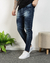 Calça Slim Fit Jeans Destroyed Escura - Caunt Jeans