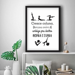 Quadro Decorativo Exercício Pilates Coluna Inspira Expira