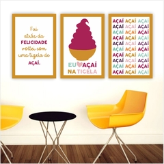 Conjunto Placas Decorativas Verão Sorveteria Açaí Tigela