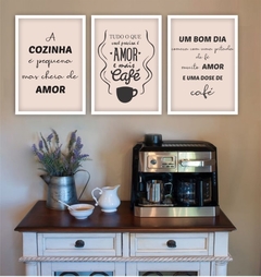 Conjunto de Quadros Decorativos Cozinha Pequena Cheia Amor Café - comprar online